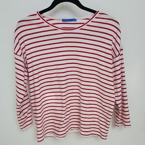 J. McLaughlin Red and White Striped Long Sleeve Tee - size M